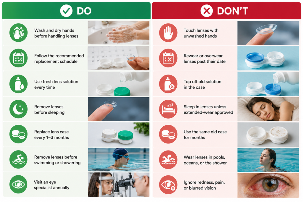 Contact Lens Do's and Don'ts for Safe Contact Lens Wear