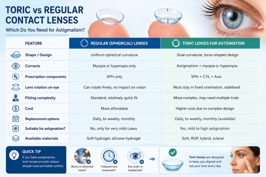 Toric vs Regular Contact Lenses: A Complete Side-by-Side Comparison for Astigmatism